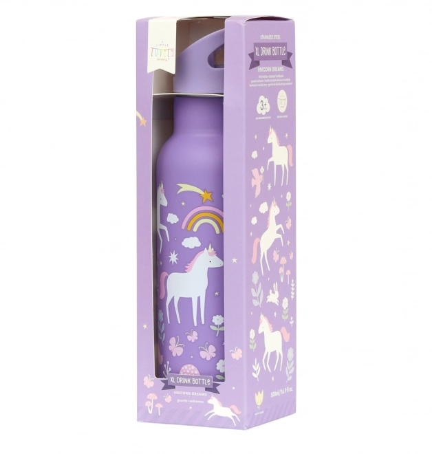 A Little Lovely Company Rozsdamentes acél ivópalack 500 ml – Egyszarvúak és szivárványok