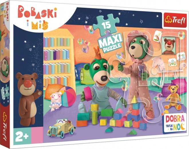 Dobranoc, Trefliki és a vidám Bobaskók világa - Maxi puzzle 15 darabos