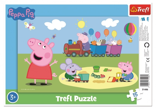 Trefl puzzle Peppa malac: Vidám vonat 15 darabos