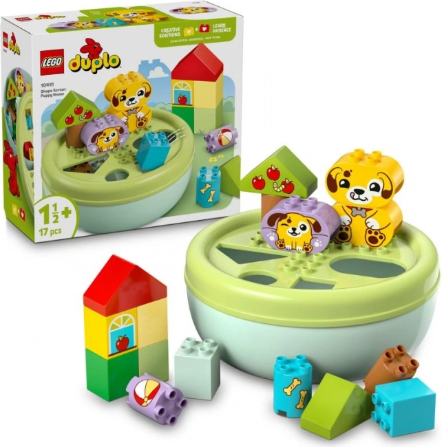 Lego duplo formaválogató: kiskutya házikó