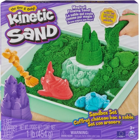Kinetic Sand – zöld asztali homokkészlet tálcával