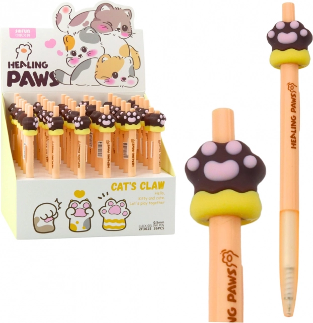 Gél toll Macskatalp barna kék tinta 15 cm 0,5 mm