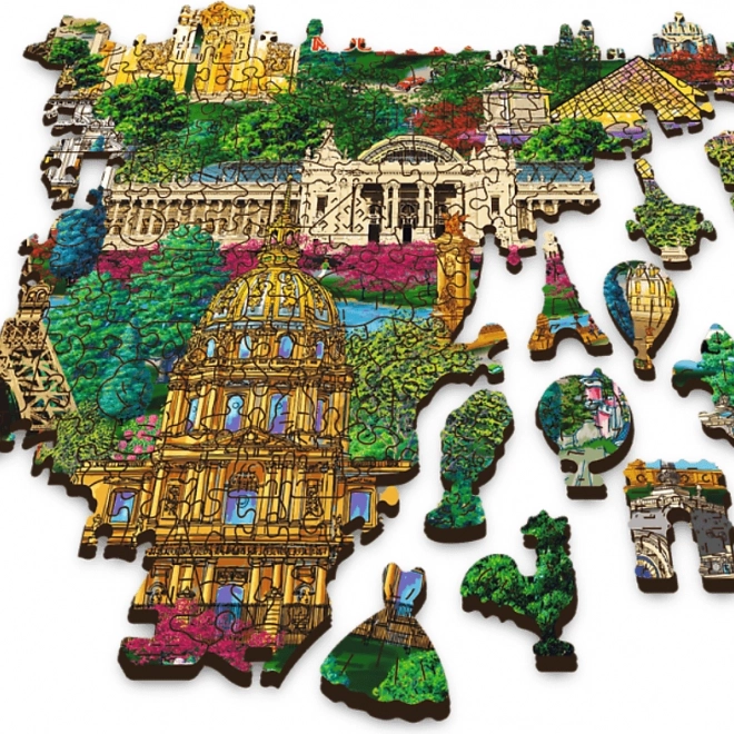 Fából készült puzzle Híres francia helyszínek 1000 darab