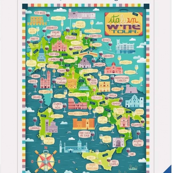 Puzzle Olaszország térképe - Olasz Borászati Túravezetés 1000 darab