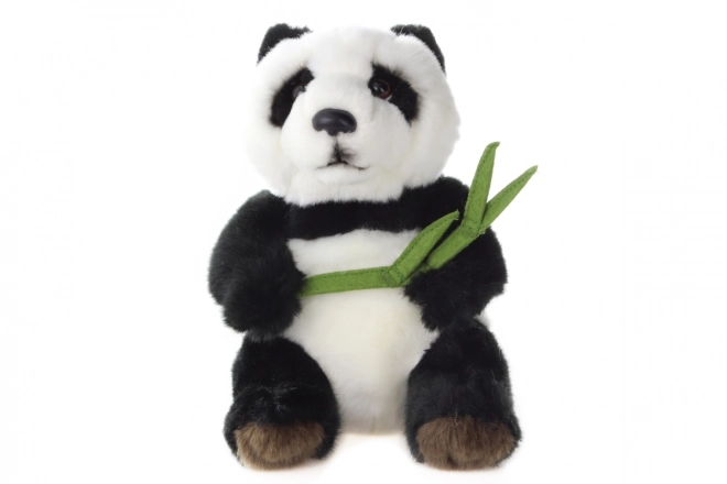 Panda plüss levéllel 18 cm