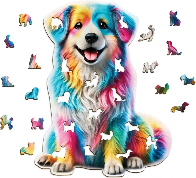 Fa puzzle Szivárványkutya 250 darab