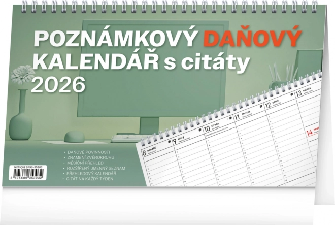 Asztali Naptár Jegyzetes Adóügyi Idézetekkel 2026