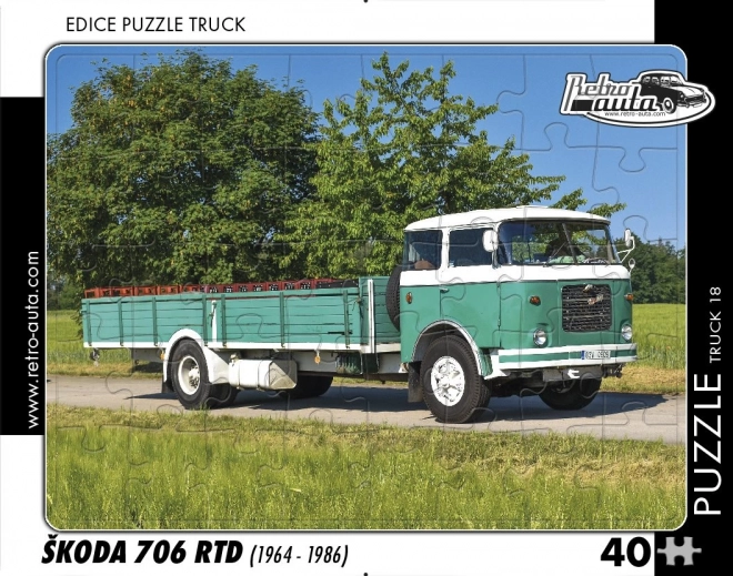 Retroautók puzzle teherautó Skoda 706 RTD (1964-1986) 40 darabos