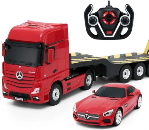 RC teherautó Mercedes-Benz Actros pótkocsival és Mercedes-Benz AMG GT