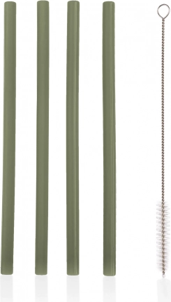 Szilikon szívószál 4 db, Forest Green