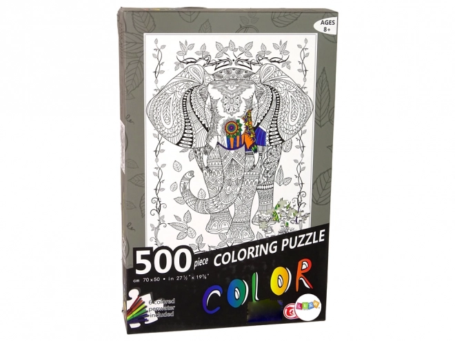 Színezhető 500 darabos puzzle elefánttal