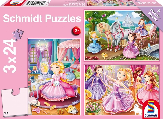 Schmidt mesebeli hercegnők puzzle 3x24 db