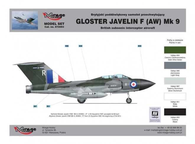 Gloster Javelin brit szubszonikus elfogó repülőgép modell