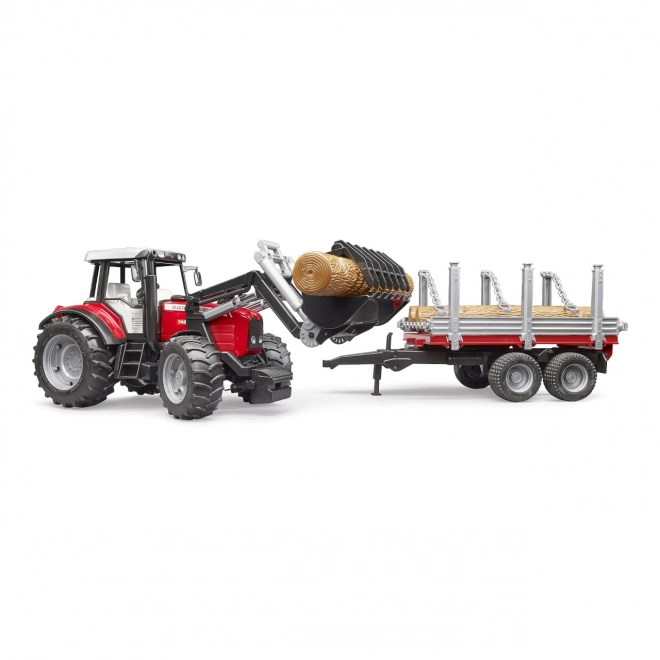 massey ferguson traktor rönkadagolóval