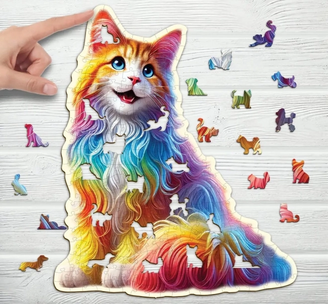 Fa puzzle Színes macska 250 darab