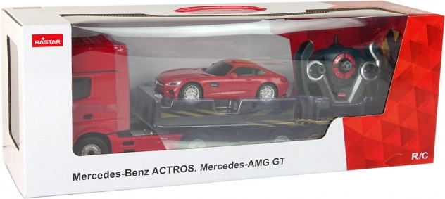 R/C Mercedes-Benz autó trélerrel - piros