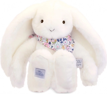 Doudou plüss nyuszi kendővel fehér 35 cm