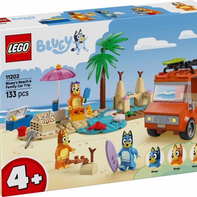 LEGO Bluey családi kirándulás autóval a strandra építőkészlet