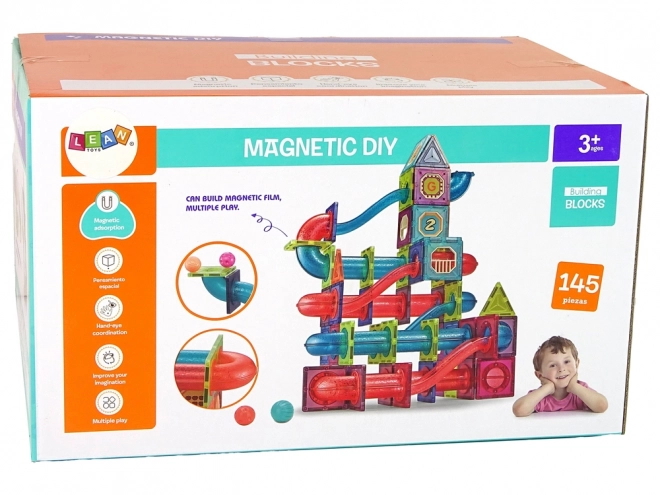 LEAW Toys mágneses építőelemek gyerekeknek, 145 darab