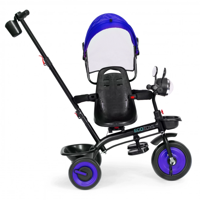 3 az 1-ben tricikli babakocsi gyerekeknek forgatható üléssel és napellenzővel, kék, ECOTOYS
