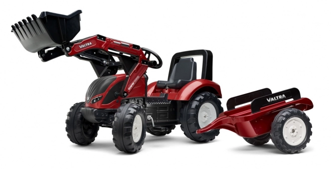 Valtra S4 pedálos traktor első rakodóval és pótkocsival