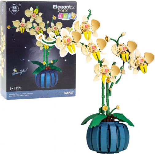Építőkészlet Orchidea Cserépben Sárga 766 db