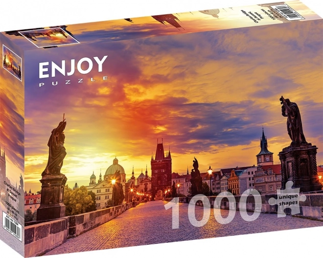 Karlův Most puzzle naplementében - Prága, 1000 db