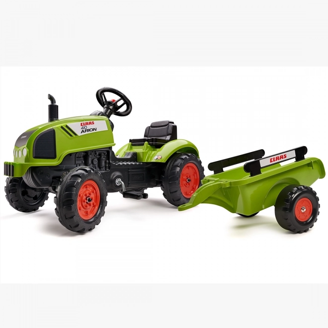 Falk pedálos traktor Claas Arion utánfutóval és nyitható motorháztetővel