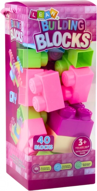 Nagy építőkészlet dobozban 40 db színes téglák