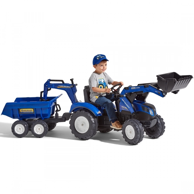 Traktor New Holland pótkocsival, kék, 3 éves kortól gyerekeknek