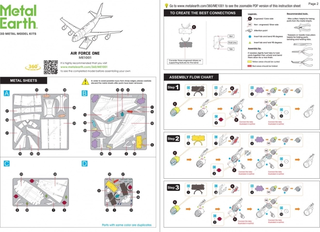 Fém föld 3D puzzle Air Force One