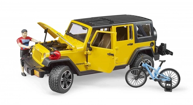 Bruder Jeep Wrangler Rubicon biciklistával és kerékpárral