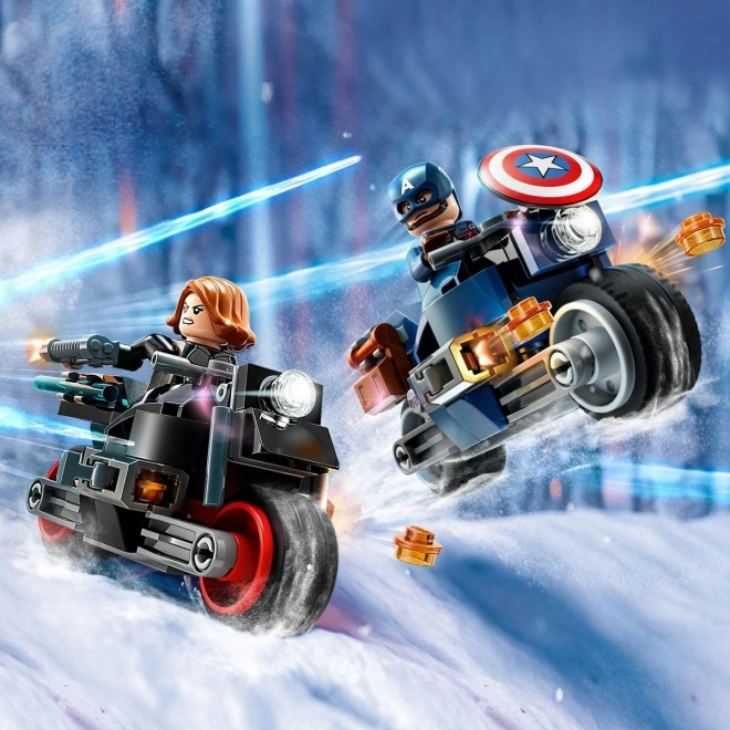 Szuperhős Motorok LEGO Marvel Fekete Özvegy és Amerika Kapitány