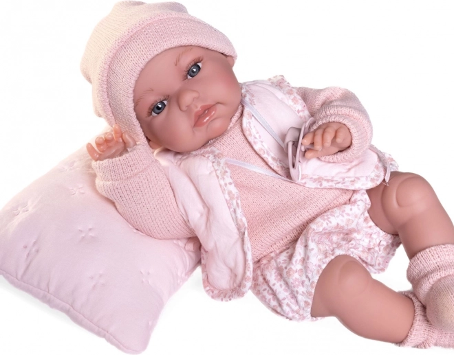 realisztikus baba újszülött mozgó funkcióval és puha textil testtel 34 cm
