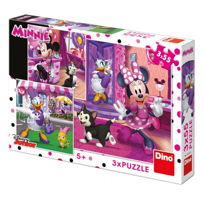 Minnie egér 3x55 darabos puzzle szett