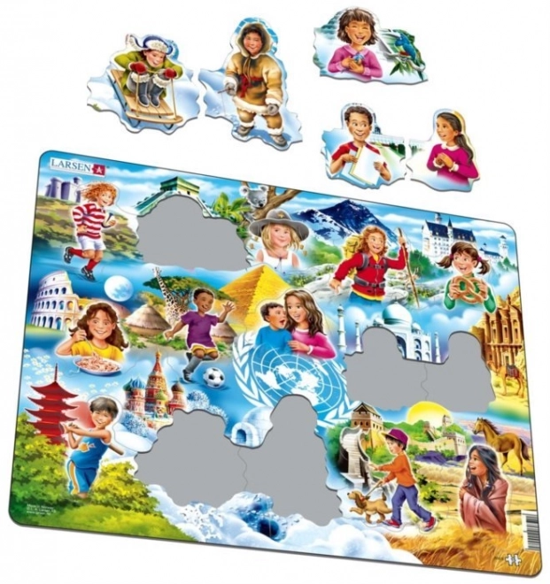 Larsen puzzle gyerekek a világ körül 15 darabos