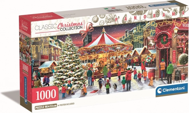 Clementoni panorámás puzzle Karácsonyi falucska 1000 darab