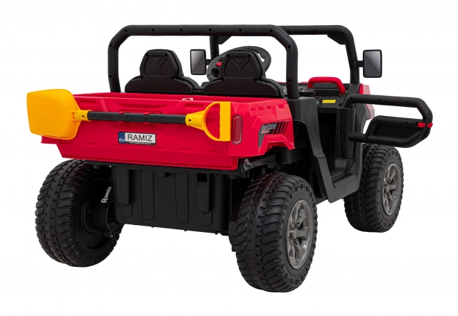 Auto Pick-Up Speed 900 pro gyerekek Piros + 4x4 hajtás + mozgó pumpa + csomagtér + távirányítás + lapát + LED audio