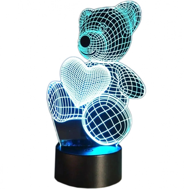 Éjszakai LED lámpa 3D maci szívvel