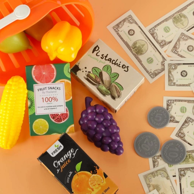 Gyermek pénztárgép szupermarketek kiegészítőkkel 36 db