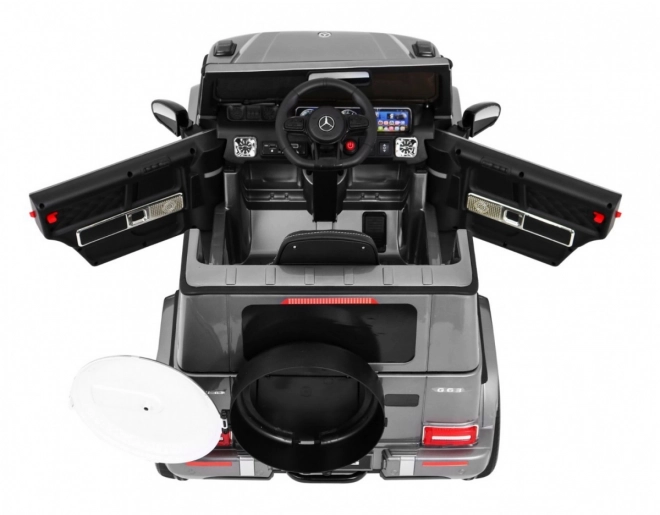 Mercedes AMG G63 gyermekeknek Ezüst festék + távirányító + MP3 LED + lassú indítás + EVA + övek
