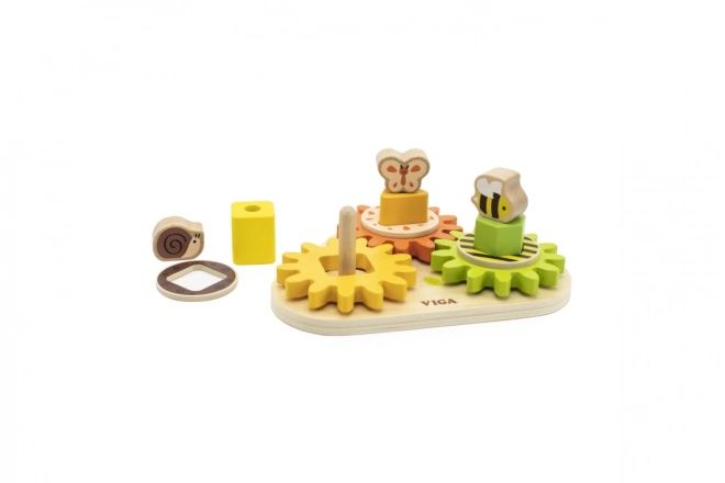 Viga fából készült fogaskerék alakzatok és mechanizmusok puzzle