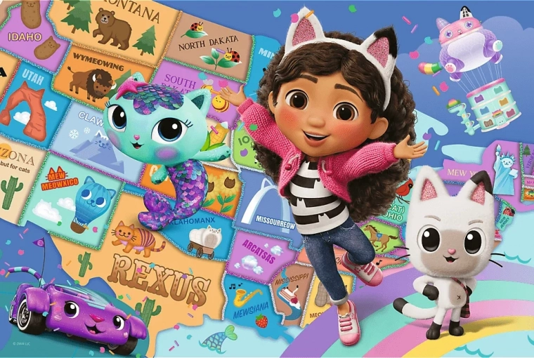 Puzzle 100 – Barátság a GABBY'S DOLLHOUSE cicaházában