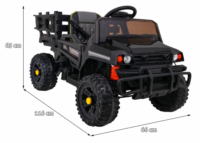 Farm pick-up gyerekeknek fekete + távirányító + csomagtartó + lapát + EVA + MP3 LED