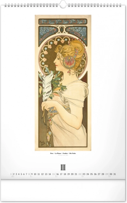 Alfons Mucha 2026 fali naptár