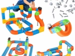 Mágneses építőkockák – verseny- és vasúti pálya 140 darab