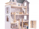 Világos fa babaház bútorokkal - 80 cm