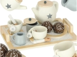 Fa tea készlet gyerekeknek tálcával és csészékkel