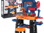 Gyerek munkapad 3+ interaktív akkus fúróval, székkel és 181 kiegészítővel