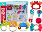 Állatformájú gyerek csörgők és rágók készlet, 8 db
